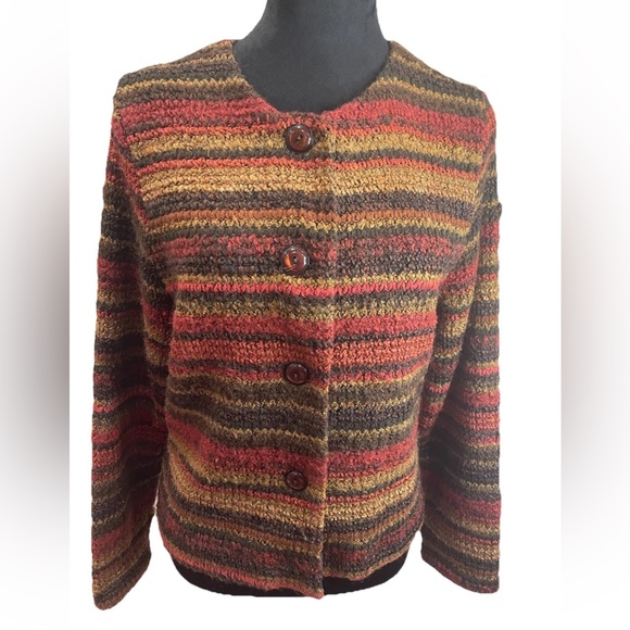 Studio C women’s size Medium multi color Boucle lightweight knit jacket 90s VTG - Picture 1 of 14